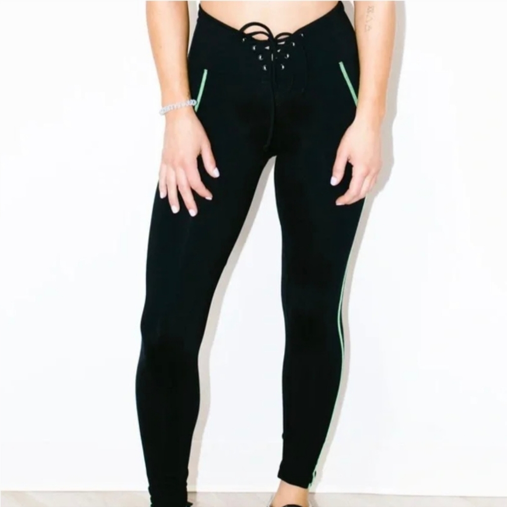 New Years of Our Color Blocked Football Legging Neon Black Size Small